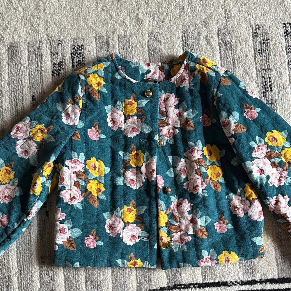 Janie and Jack Teal Floral Jacket, nwt sz 5-6 toddler